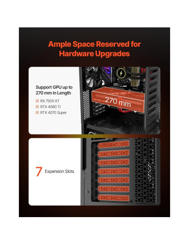 Caja de Juegos para PC VEVOR Torre Media con 4 Ventiladores