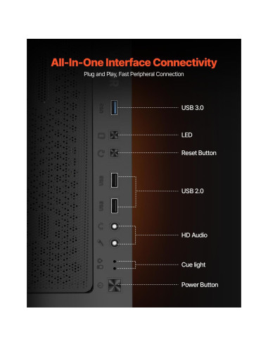 Caja de Juegos para PC VEVOR Torre Media con 4 Ventiladores