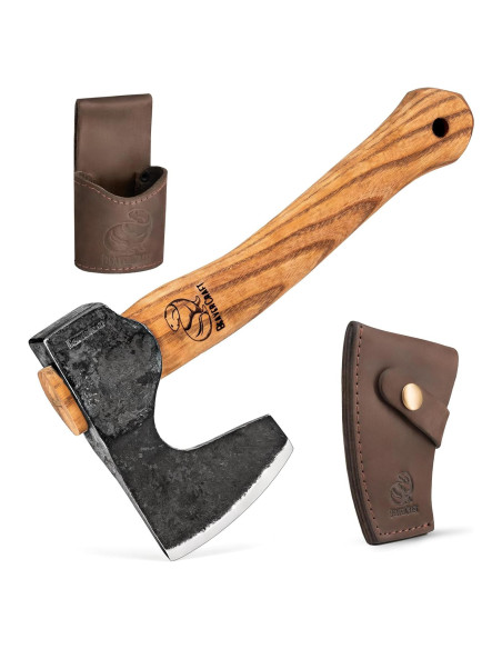 Hacha de Bushcraft BeaverCraft AX6 - 29.5 cm, Acero Alto Carbono