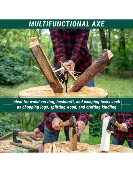 Hacha de Bushcraft BeaverCraft AX6 - 29.5 cm, Acero Alto Carbono