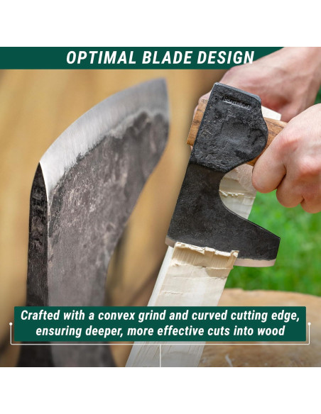 Hacha de Bushcraft BeaverCraft AX6 - 29.5 cm, Acero Alto Carbono