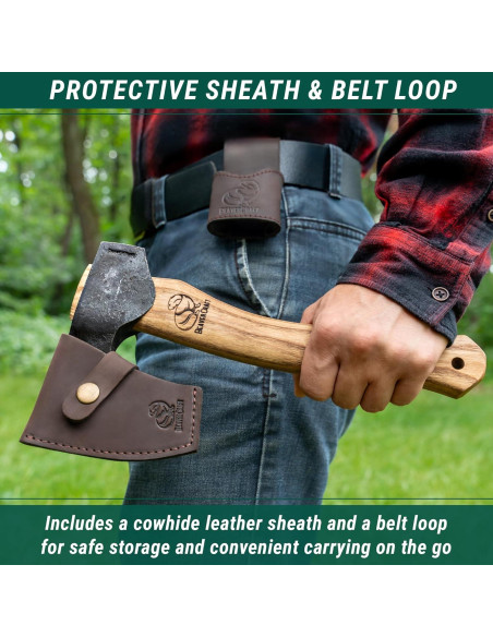 Hacha de Bushcraft BeaverCraft AX6 - 29.5 cm, Acero Alto Carbono