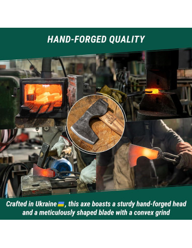 Hacha de Bushcraft BeaverCraft AX6 - 29.5 cm, Acero Alto Carbono