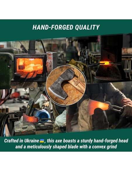 Hacha de Bushcraft BeaverCraft AX6 - 29.5 cm, Acero Alto Carbono