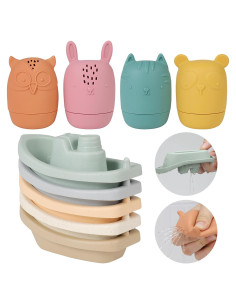 Juguetes de baño HYSZXUS 9 Piezas Silicona para Bebés