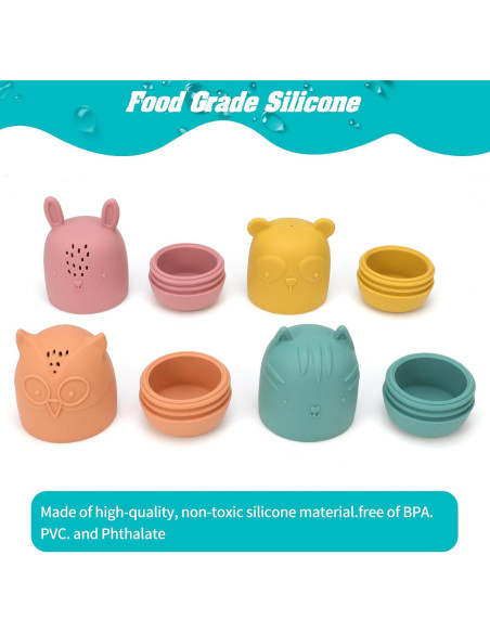 Juguetes de baño HYSZXUS 9 Piezas Silicona para Bebés