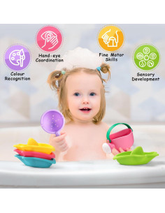 Juguetes de baño Fajiabao 6 PCS para bebés 12-18 meses 2