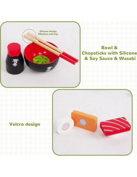 Juego de Comida de Sushi de Madera WoodenEdu 25,4 cm