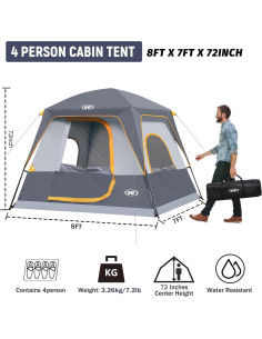 Tienda de Camping UNP para 4 Personas Impermeable 2