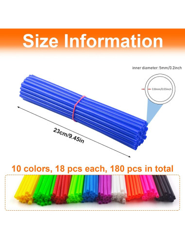 180 Cubiertas de Radios DENGXINWEI 24cm 10 Colores para Bicicleta