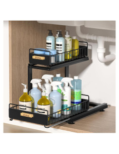 Organizador Bajo Fregadero Arshray Doble Capa Negro 37.95 cm