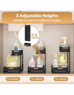 Organizador Bajo Fregadero Arshray Doble Capa Negro 37.95 cm 2