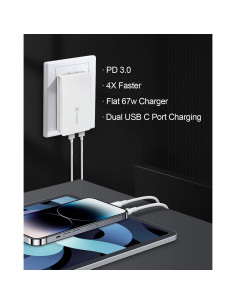 Cargador de Pared USB C 67W Hyphen-X Blanco Compacto 2