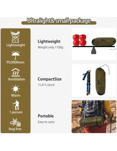 Tienda Bivy Ultraligera MC 1 Persona Nylon 20D Impermeable 2