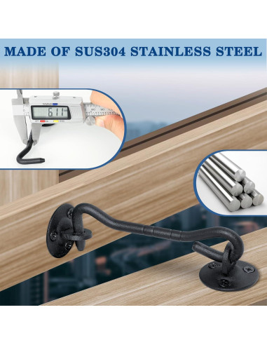 Gancho y Ojo de Privacidad Mooche 120mm Negro para Puertas