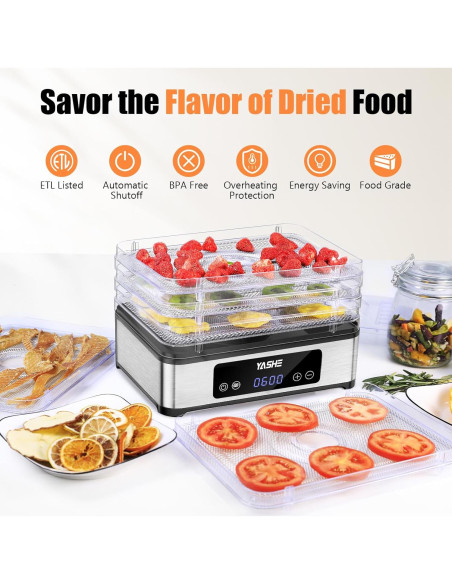 Deshidratador de Alimentos YASHE FD-1019 5 Bandejas 420W