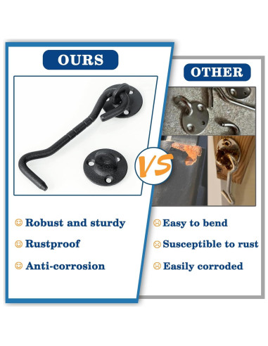 Gancho y Ojo de Privacidad Mooche 120mm Negro para Puertas