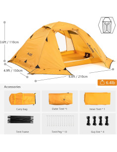 Carpa de Camping BISINNA 4 Estaciones para 2 Personas Impermeable 2
