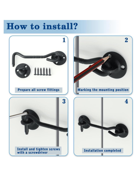 Gancho y Ojo de Privacidad Mooche 120mm Negro para Puertas