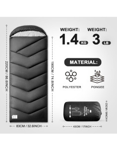 Saco de Dormir TANSTRIDER Rectangular 1 Persona 3 Estaciones 2