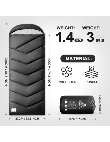 Saco de Dormir TANSTRIDER Rectangular 1 Persona 3 Estaciones