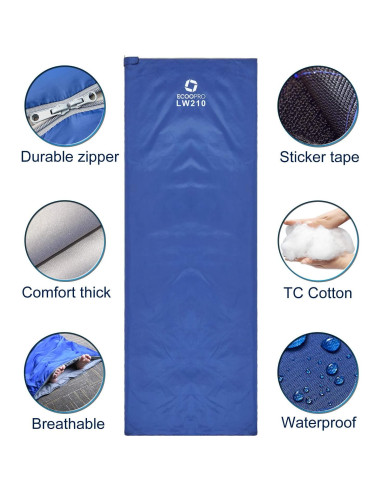 Saco de dormir ECOOPRO LW210 para clima cálido 210x76 cm