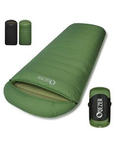 Saco de Dormir XL QEZER Rectangular 4 Estaciones Verde