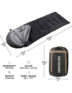 Saco de dormir HBWHYMX 218x80 cm impermeable 1 persona 2