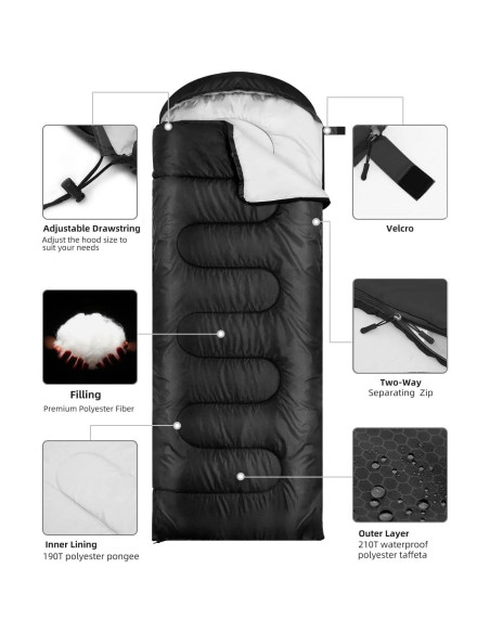 Saco de dormir HBWHYMX 218x80 cm impermeable 1 persona