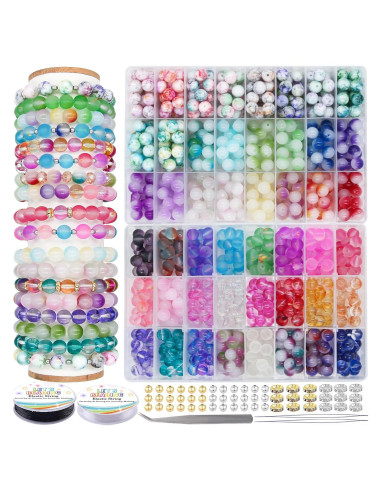 Kit de Perlas de Vidrio 10mm LET'S BEADING 1105Pcs Multicolor