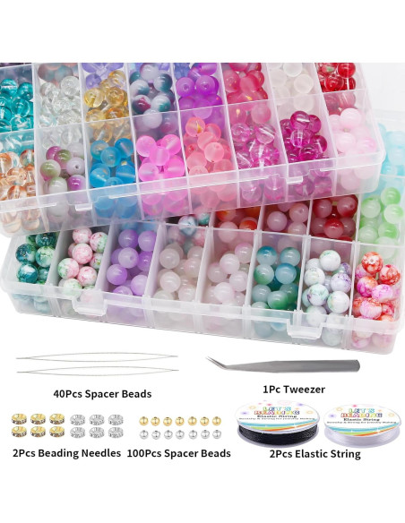 Kit de Perlas de Vidrio 10mm LET'S BEADING 1105Pcs Multicolor