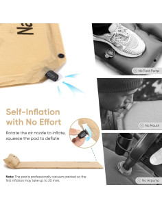 Almohadilla de Dormir Autoinflable Naturehike D01 Individual Amarillo 2