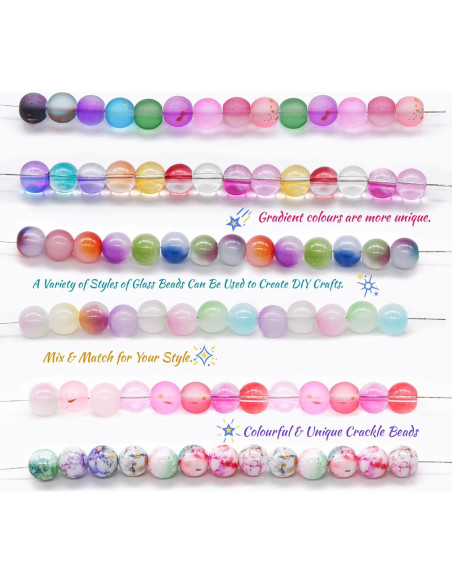 Kit de Perlas de Vidrio 10mm LET'S BEADING 1105Pcs Multicolor