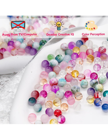 Kit de Perlas de Vidrio 10mm LET'S BEADING 1105Pcs Multicolor