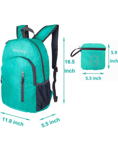 Mochila Plegable Ligera Jinlai Verde Azulado Resistente al Agua