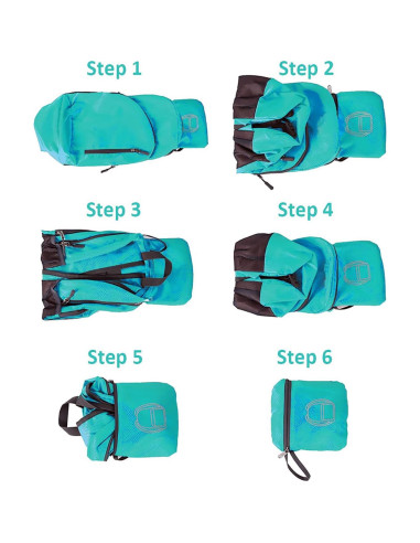 Mochila Plegable Ligera Jinlai Verde Azulado Resistente al Agua