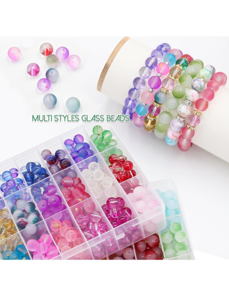 Kit de Perlas de Vidrio 10mm LET'S BEADING 1105Pcs Multicolor