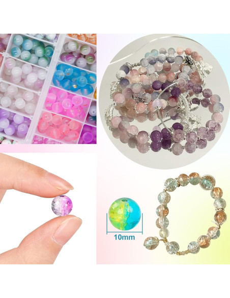 Kit de Perlas de Vidrio 10mm LET'S BEADING 1105Pcs Multicolor