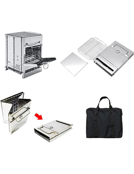 Estufa de Camping DZRZVD Plegable de Acero Inoxidable 2.58 kg