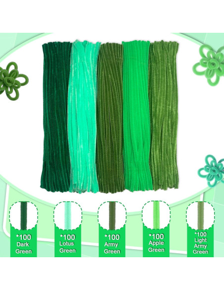 500 Limpiadores de Tubos Chenille Wiwbbitl 6mm x 30cm Verde