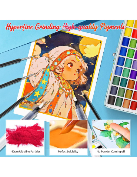 Juego de Pintura Acuarela Caliart 100 Colores con Pinceles