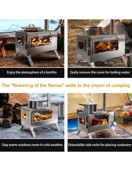 Estufa de Leña Portátil Unho de Acero Inoxidable 9.98 kg