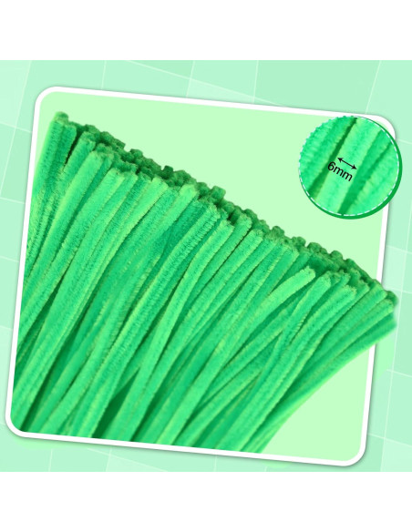 500 Limpiadores de Tubos Chenille Wiwbbitl 6mm x 30cm Verde