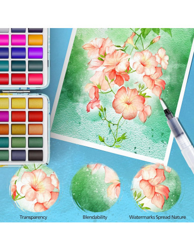 Juego de Pintura Acuarela Caliart 100 Colores con Pinceles