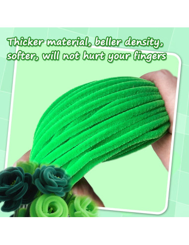 500 Limpiadores de Tubos Chenille Wiwbbitl 6mm x 30cm Verde