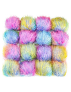 Pompones de Piel Sintética Tatuo 16 Piezas 10 cm Colorido