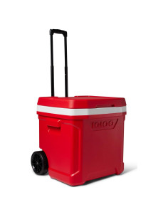 Hielera Igloo Perfil Rojo 60 Qt con Ruedas y Mango Telescópico