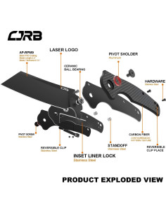 Cuchillo Plegable CJRB Crag 8.71 cm Acero AR-RPM9 Mango Carbono 2