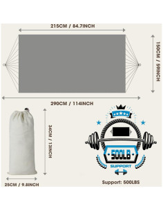 Hamaca MOSFiATA Bohemia 500lbs Tela Lona Blanca para Jardín 2