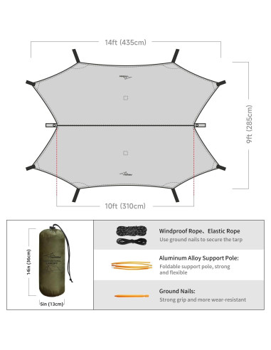 Tarp Impermeable Travel Bird 4.27x2.74m para Camping
